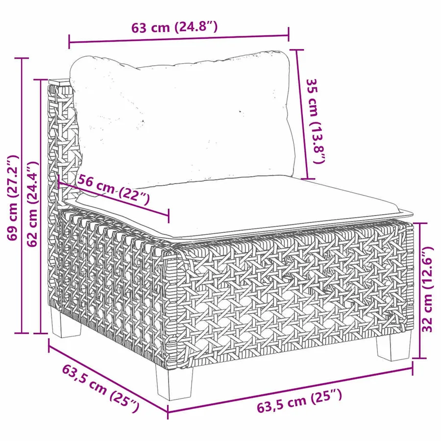 Salon de jardin avec coussins 10 pcs beige résine tressée - 10