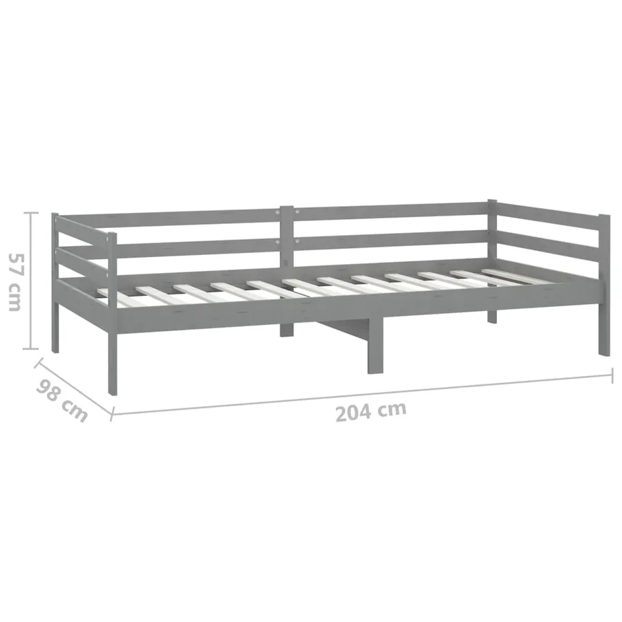 Lit de repos avec matelas 90x200 cm Gris Bois de pin massif - 10