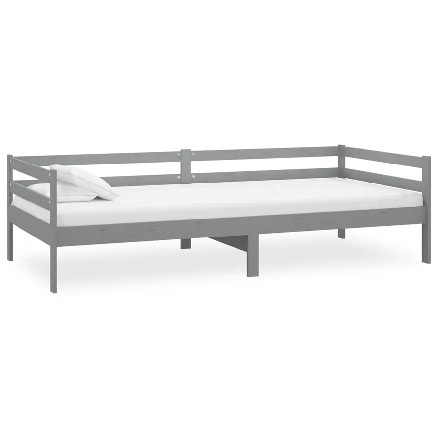 Lit de repos avec matelas 90x200 cm Gris Bois de pin massif - 4