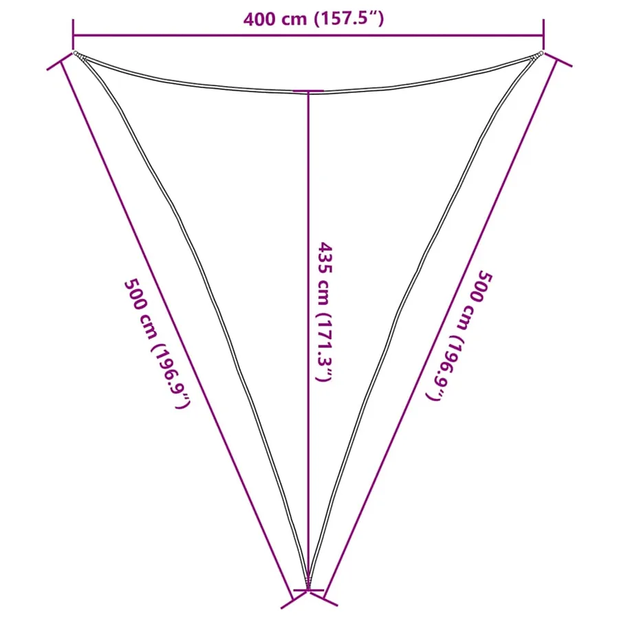 Voile d'ombrage 160 g/m² triangulaire jaune 4x5x5 m PEHD - 10