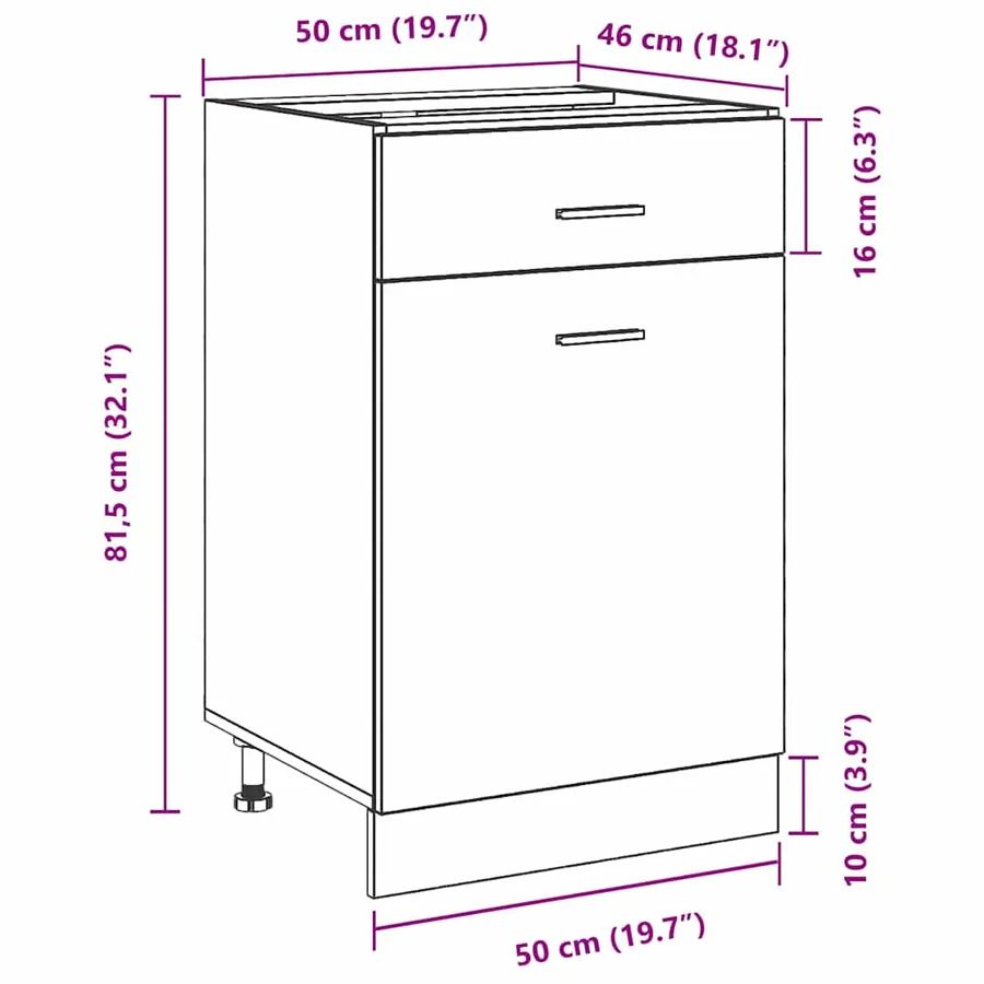 Armoire suspendue avec tiroir Chêne noir 50 x 46 x 81,5 cm - 15