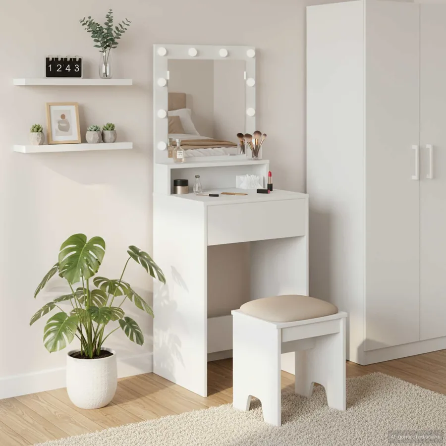 Table de Toilette Blanc 50 x 41 x 135 cm Bois d'ingénierie