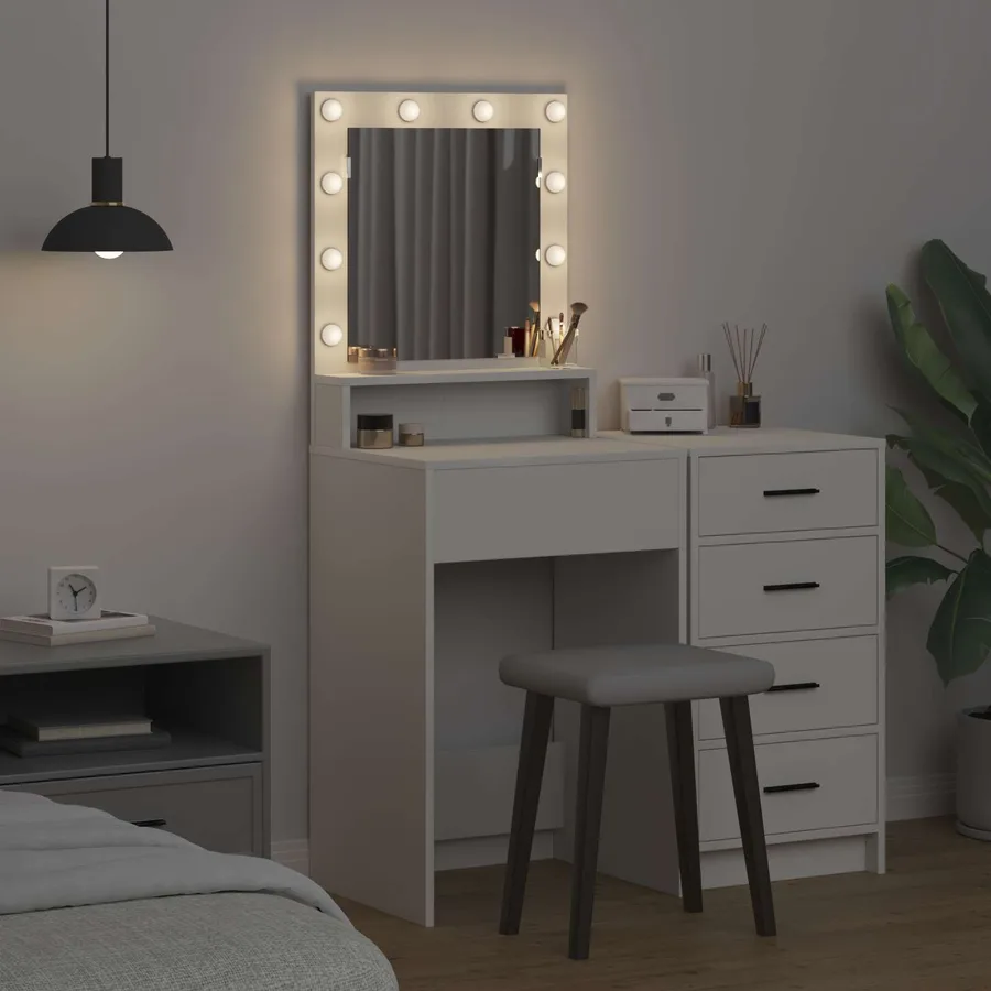 Table de Toilette Blanc 50 x 41 x 135 cm Bois d'ingénierie - 4