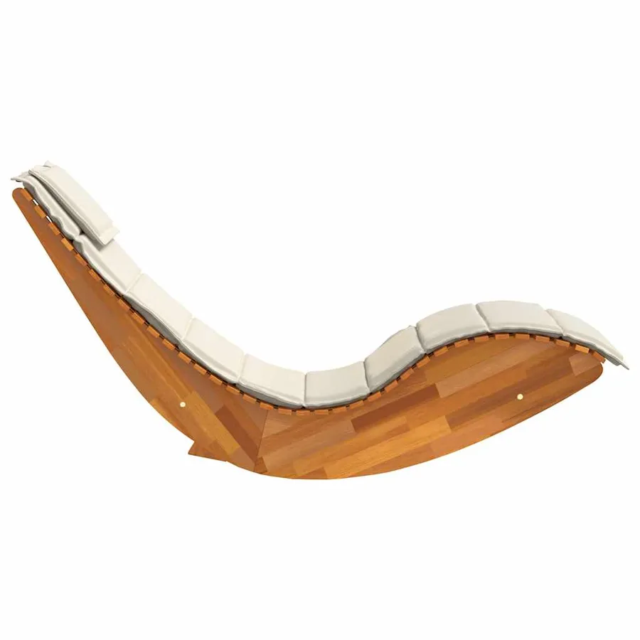Chaise longue à bascule avec coussin en bois d'acacia massif - 6