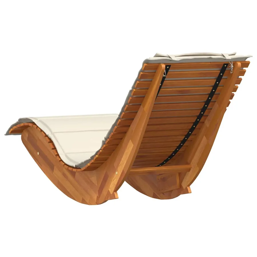 Transat avec coussin 2 pcs Marron Bois d'Acacia Massif - 7