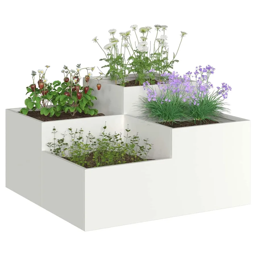 Cache-pot de jardin Blanc 100 x 100 x 48 cm Acier - 3