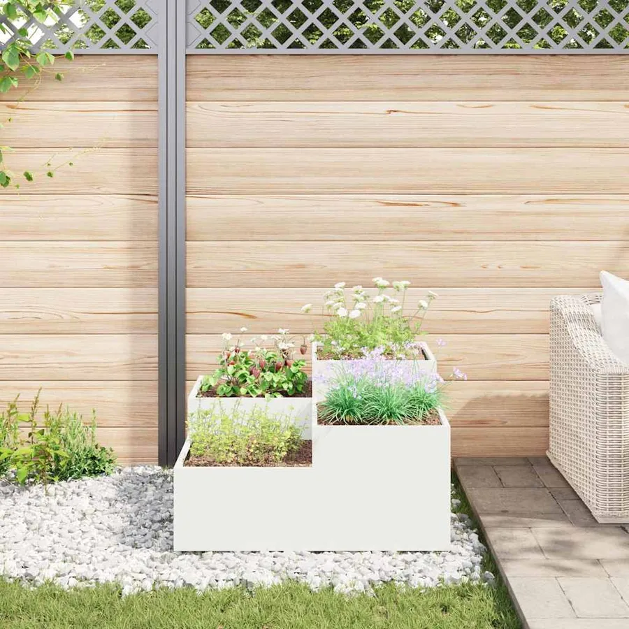 Cache-pot de jardin Blanc 100 x 100 x 48 cm Acier - 4
