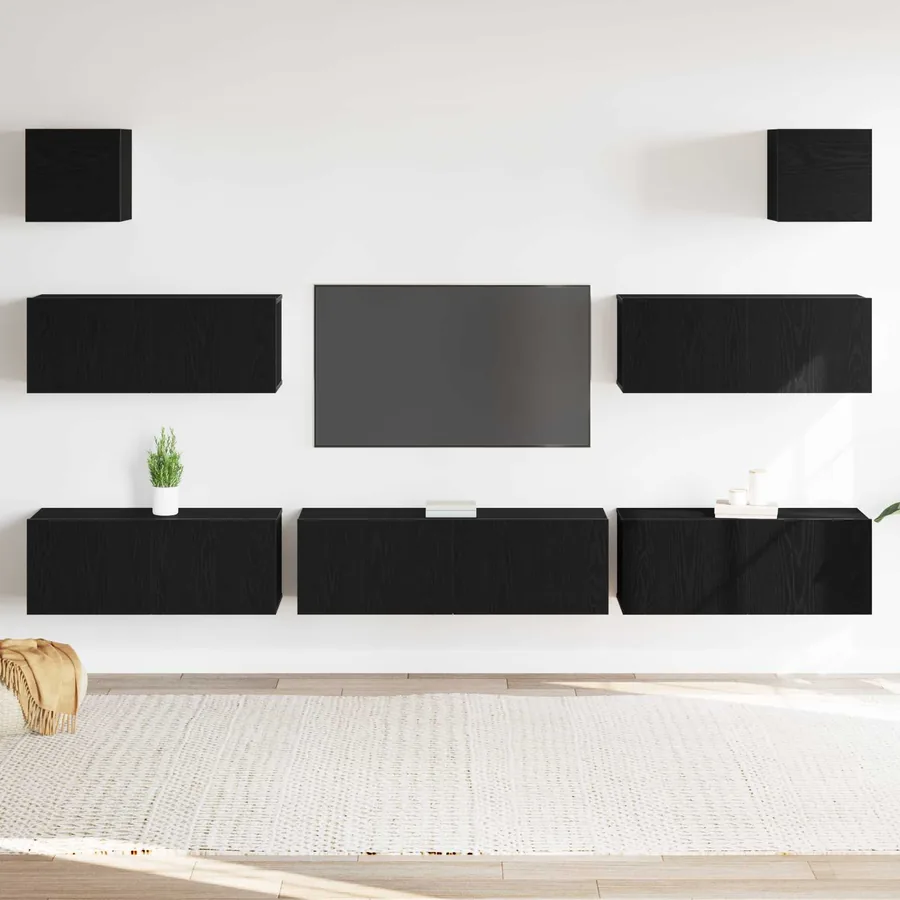 Ensemble meuble TV 7 pcs Chêne noir 100 x 30 x 30 cm