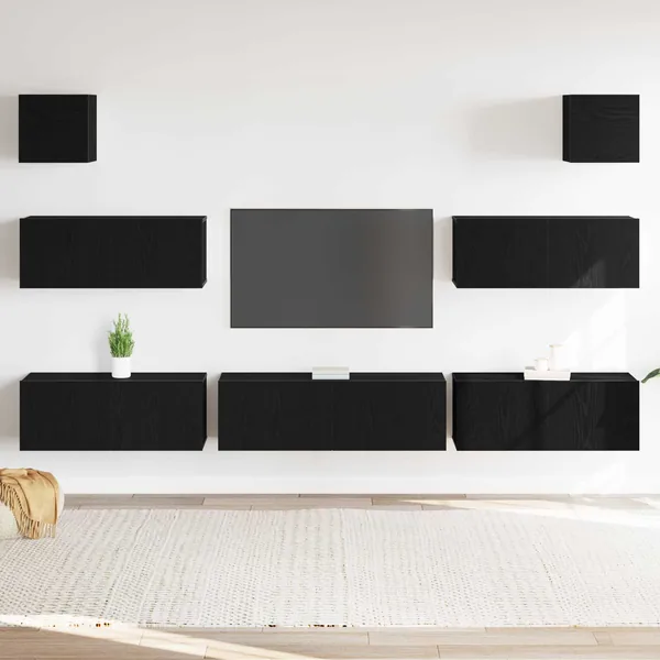 Ensemble meuble TV 7 pcs Chêne noir 100 x 30 x 30 cm