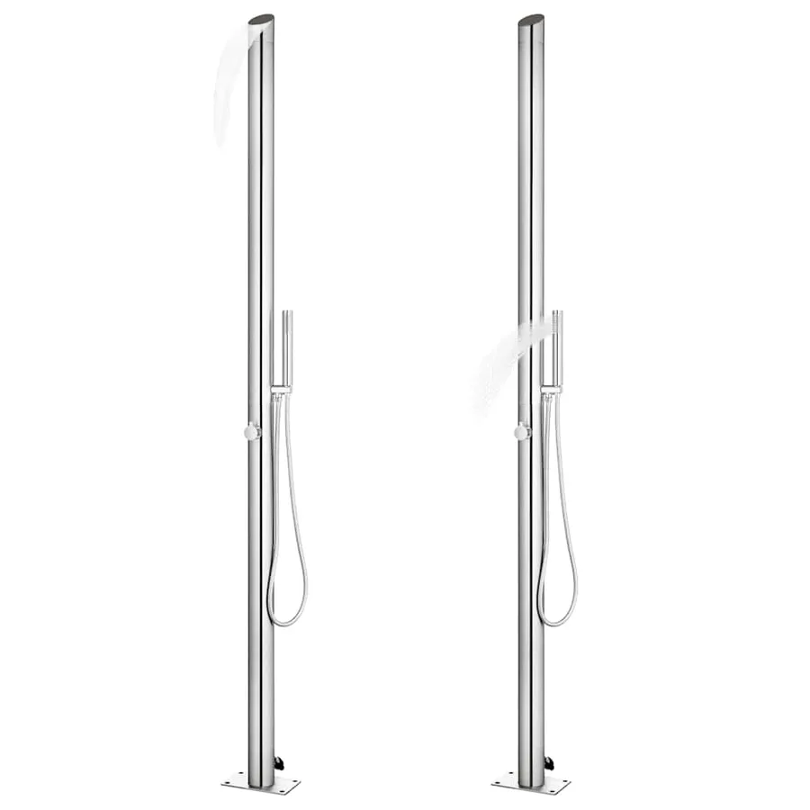 Douche de jardin avec base marron 225 cm Acier inoxydable - 2
