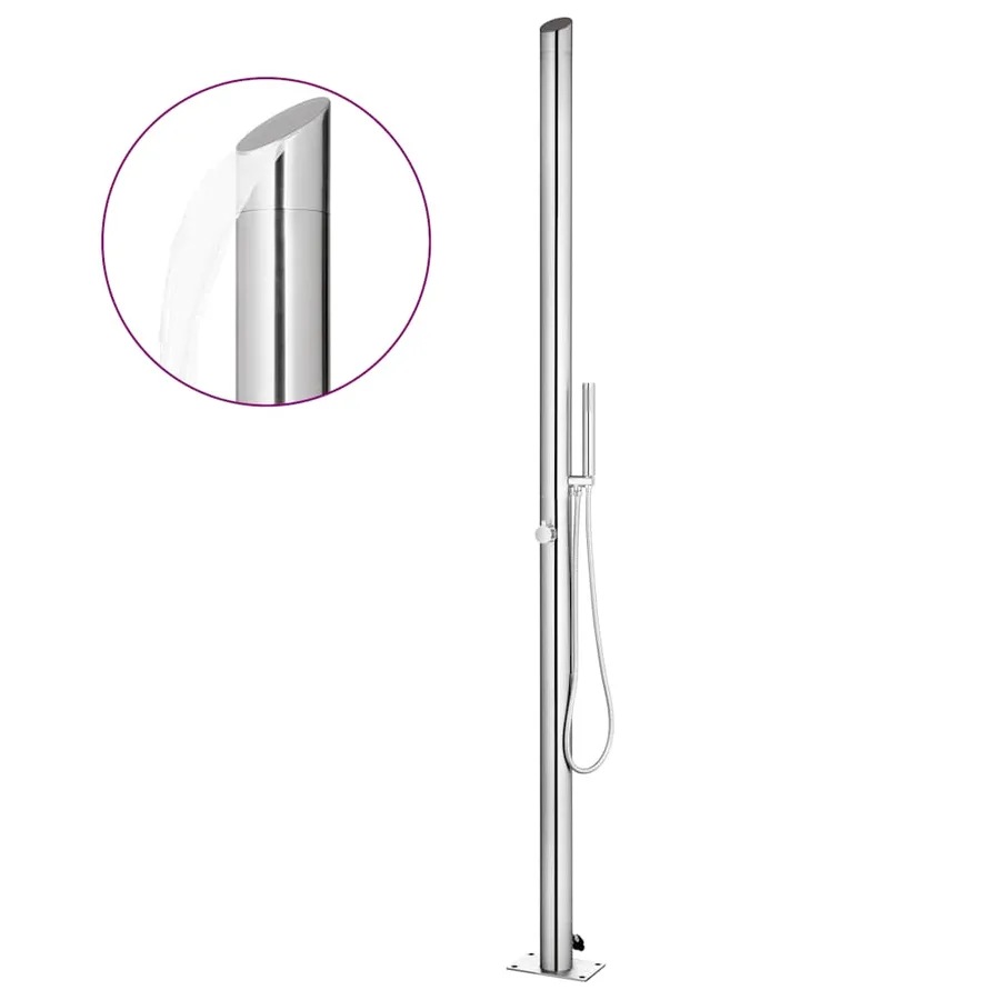 Douche de jardin avec base marron 225 cm Acier inoxydable - 3
