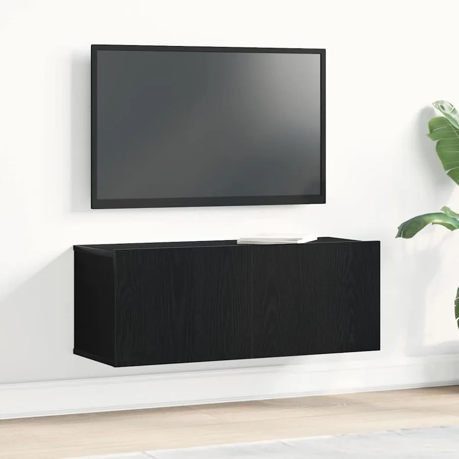 Meuble TV Chêne noir 80 x 30 x 30 cm Bois d'ingénierie