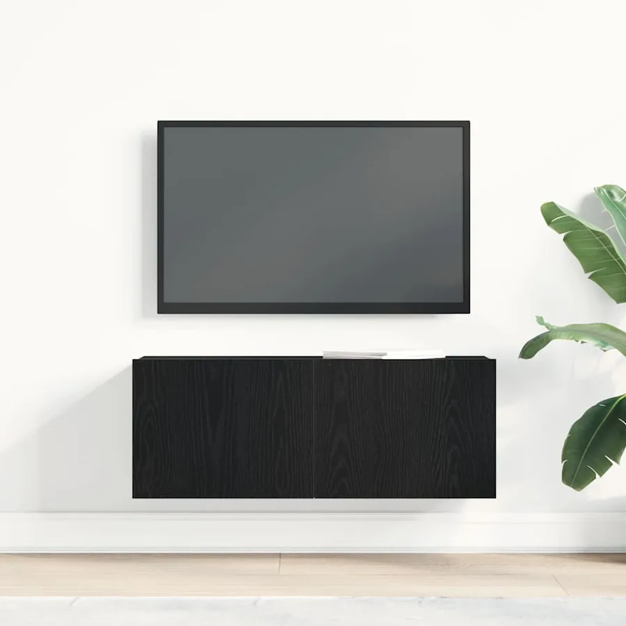 Meuble TV Chêne noir 80 x 30 x 30 cm Bois d'ingénierie - 4