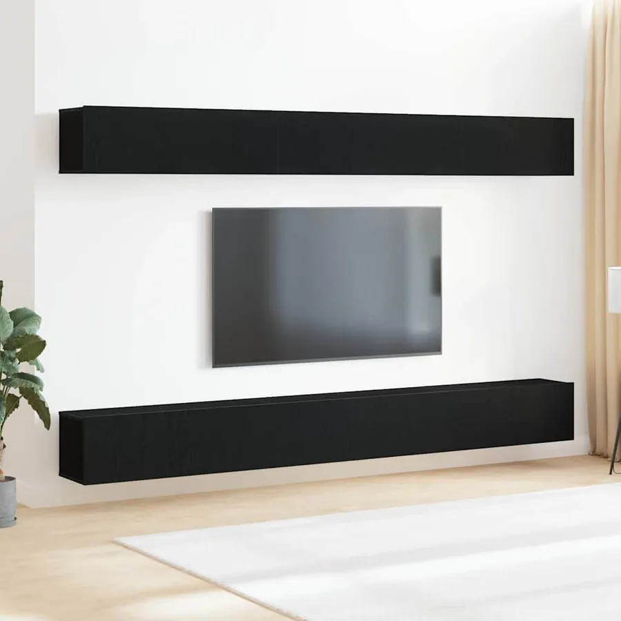 Ensemble meuble TV Montage mural Chêne noir Bois d'ingénierie