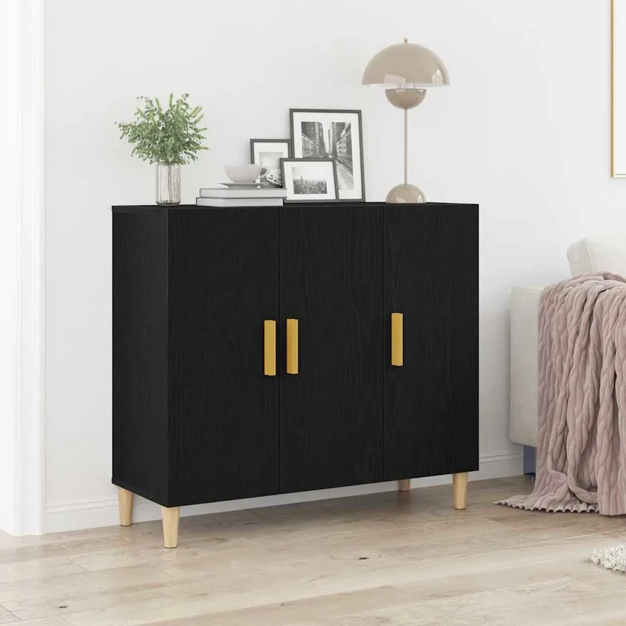 Buffet Chêne noir 90 x 34 x 80 cm Bois d'ingénierie