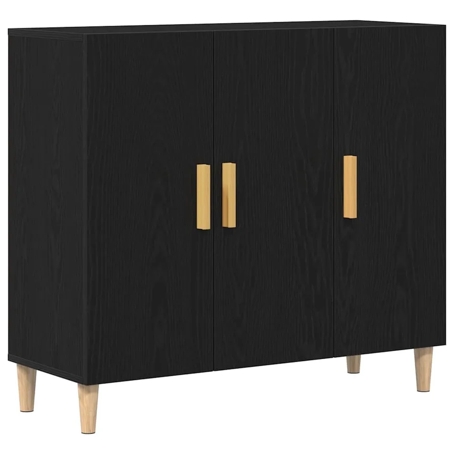 Buffet Chêne noir 90 x 34 x 80 cm Bois d'ingénierie - 2