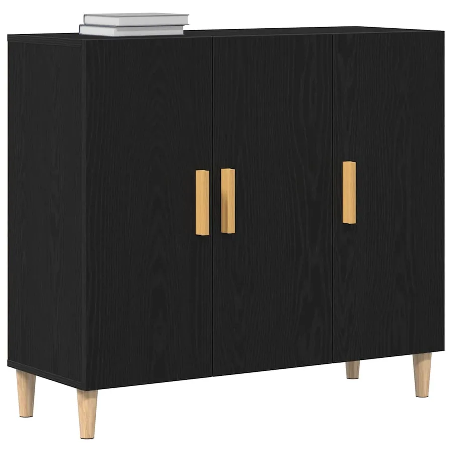 Buffet Chêne noir 90 x 34 x 80 cm Bois d'ingénierie - 3