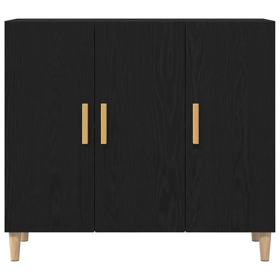 Buffet Chêne noir 90 x 34 x 80 cm Bois d'ingénierie - 7