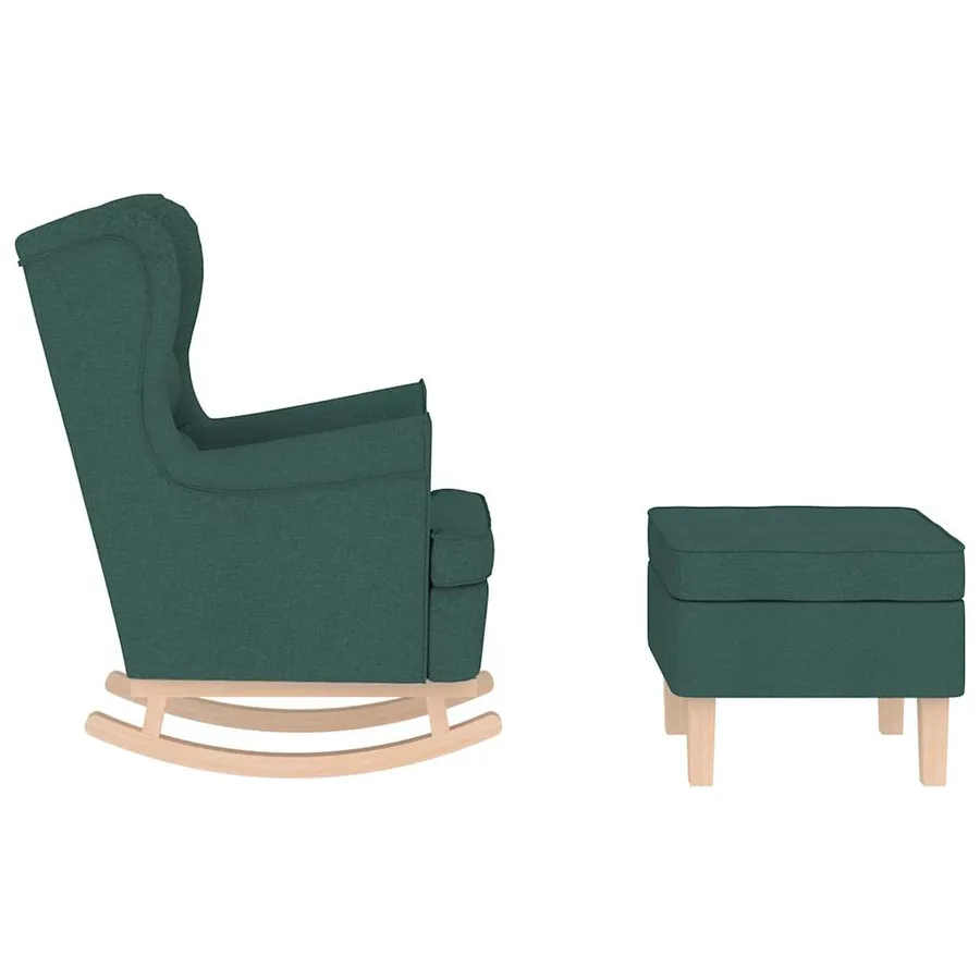 Chaise à bascule avec repose-pied Vert foncé Tissu - 5