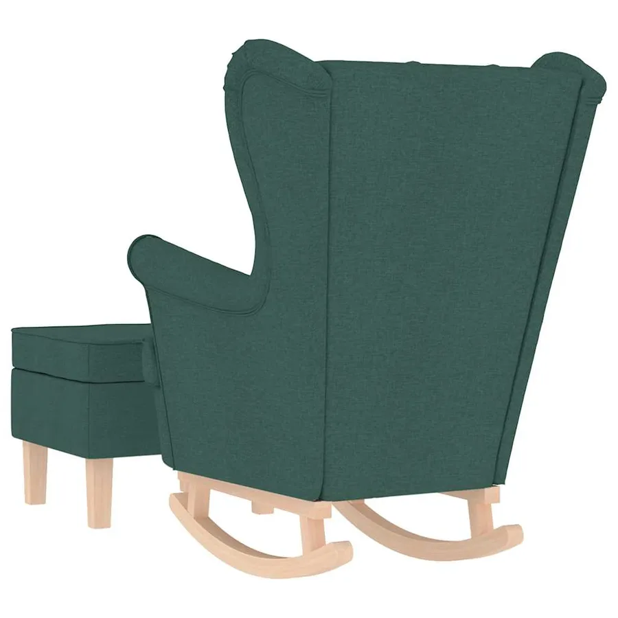 Chaise à bascule avec repose-pied Vert foncé Tissu - 6