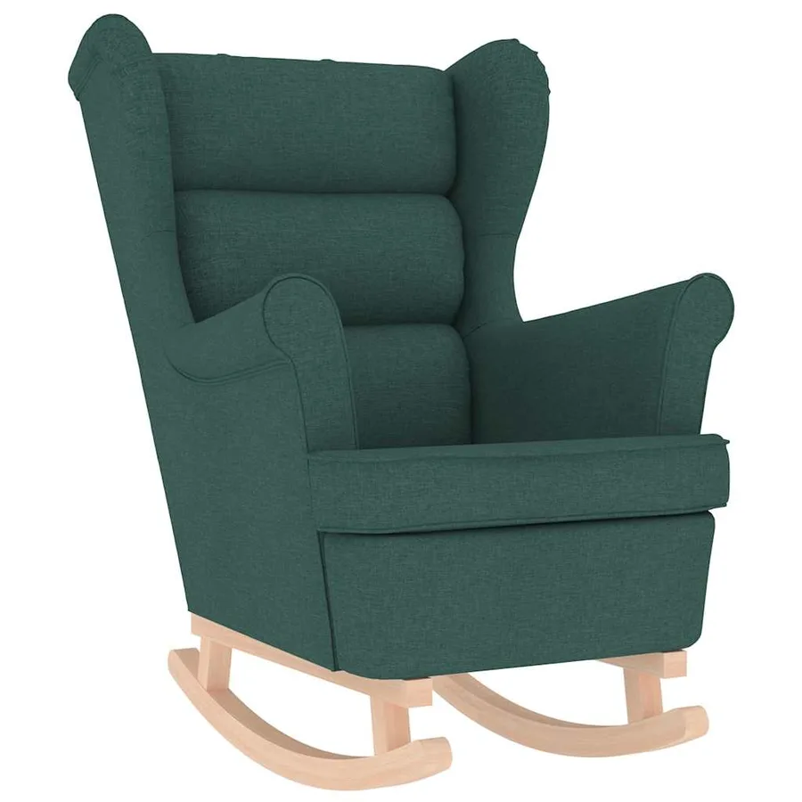 Chaise à bascule avec repose-pied Vert foncé Tissu - 7