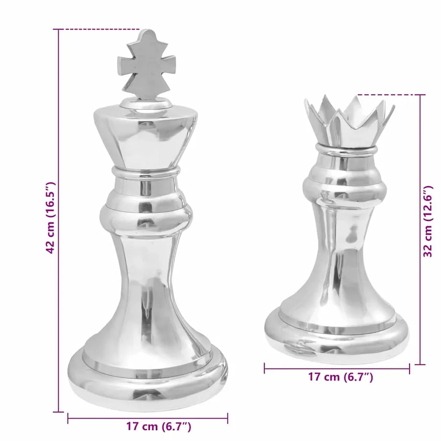 Sculptures 2 pcs Argenté 17 x 17 x 42 cm Aluminium - 10