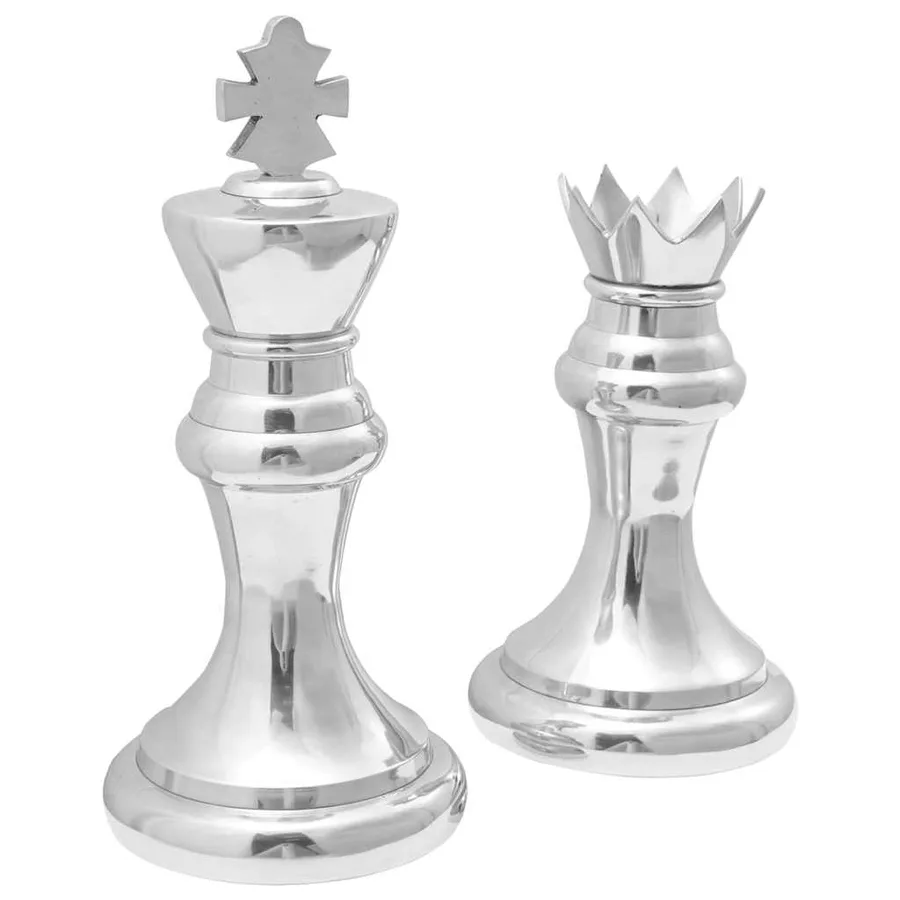 Sculptures 2 pcs Argenté 17 x 17 x 42 cm Aluminium - 3