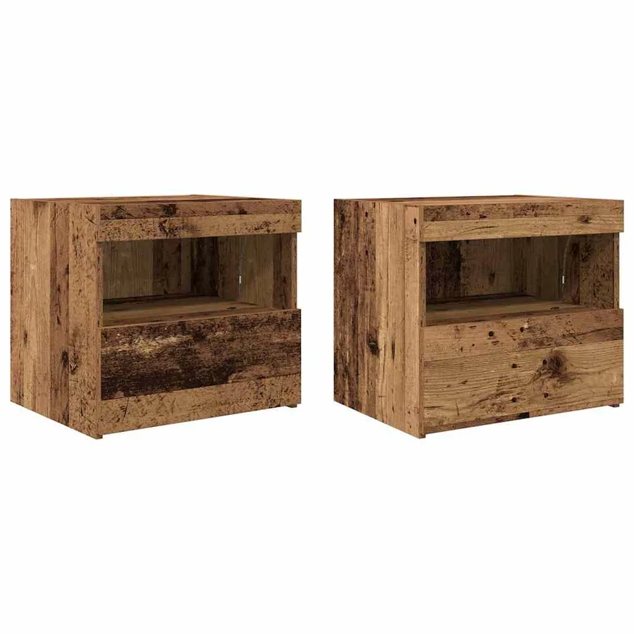 Cabinet de chevet avec tiroir 2 pcs Bois ancien 50 x 40 x 45 cm - 2