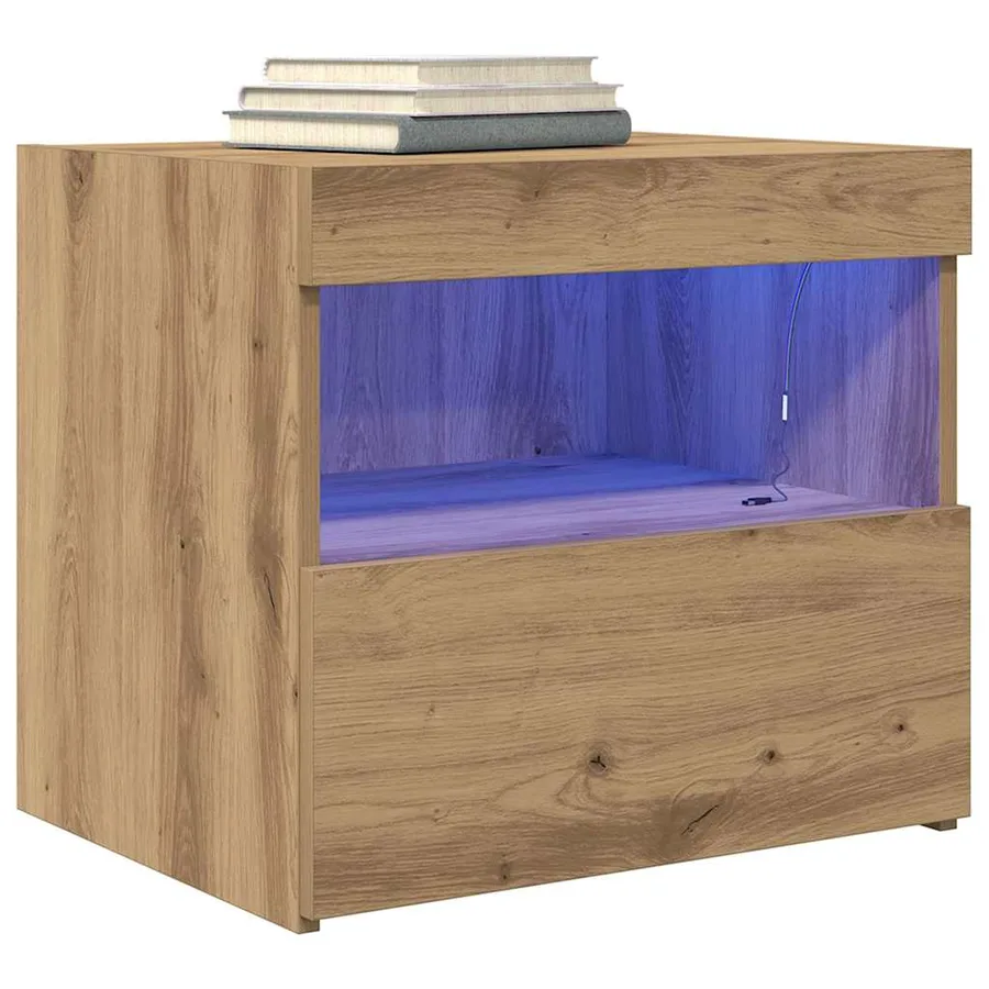 Cabinet de chevet 2 pc Chêne artisanal 50 x 40 x 45 cm - 3