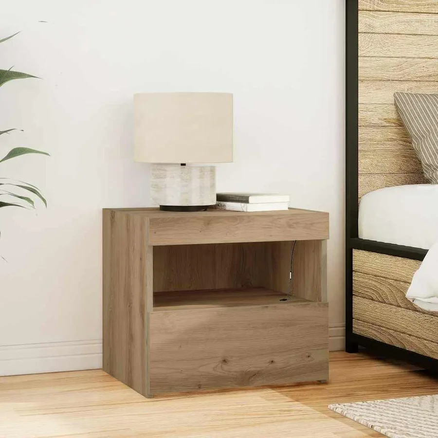 Cabinet de chevet 2 pc Chêne artisanal 50 x 40 x 45 cm - 4