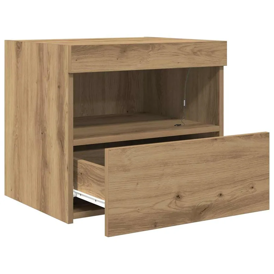 Cabinet de chevet 2 pc Chêne artisanal 50 x 40 x 45 cm - 7