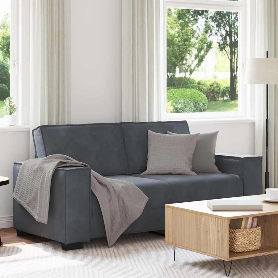 Canapé 2 places gris foncé 180 x 78 x 84 cm velours