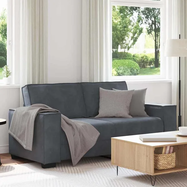 Canapé 2 places gris foncé 180 x 78 x 84 cm velours