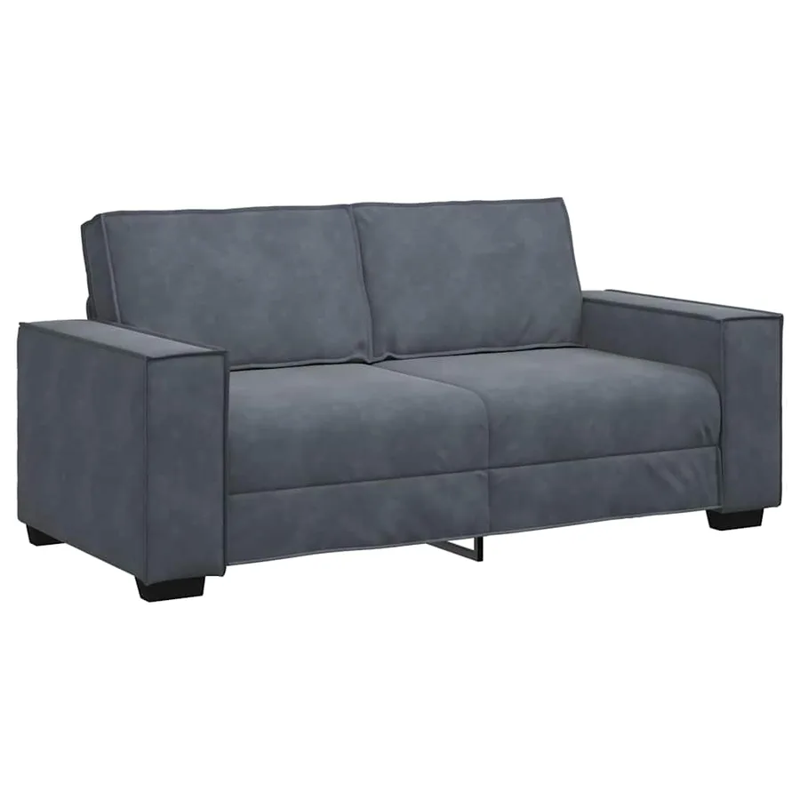 Canapé 2 places gris foncé 180 x 78 x 84 cm velours - 2
