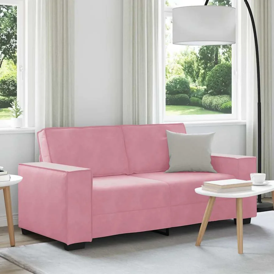 Canapé 2 places rose 180x78x84 cm velours