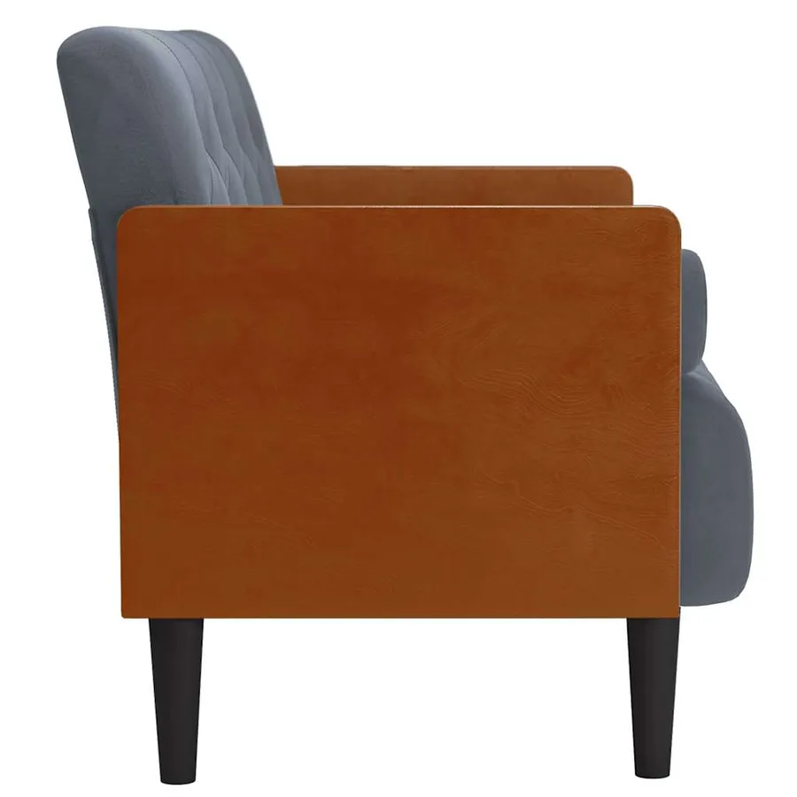 Canapé deux places avec coussins cylindriques gris foncé 110 cm velours - 4