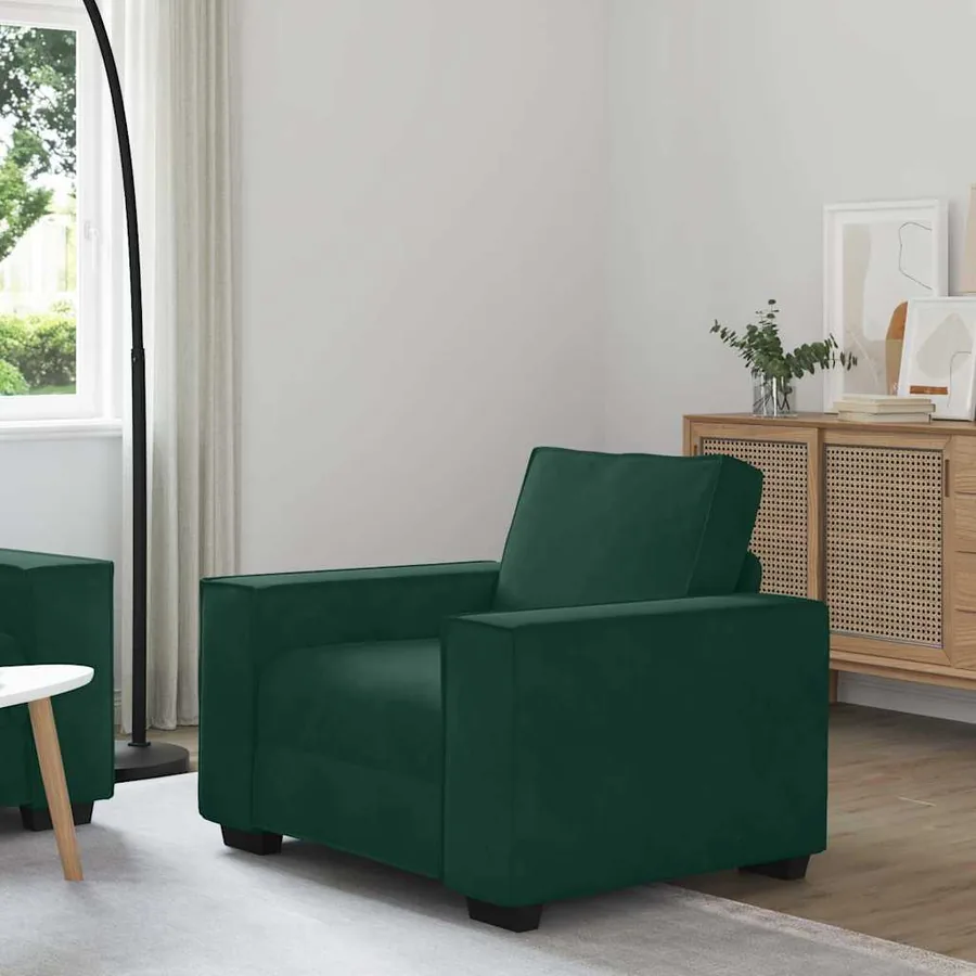 Fauteuil canapé vert foncé 100x78x84 cm velours