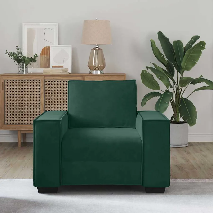 Fauteuil canapé vert foncé 100x78x84 cm velours - 3