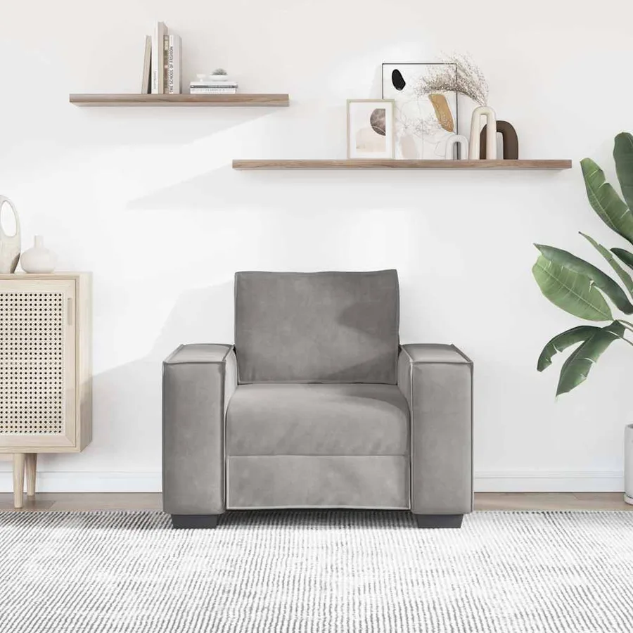 Fauteuil Gris clair 100x78x84 cm Velours - 3