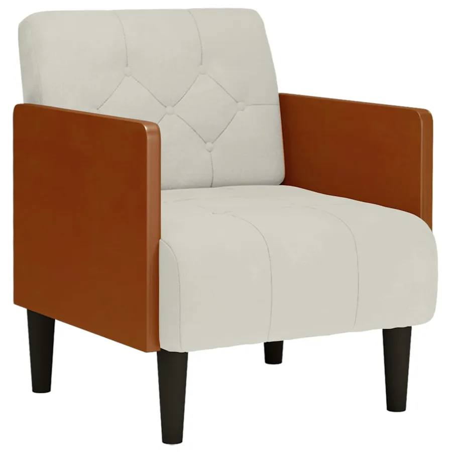 Fauteuil canapé avec accoudoirs couleur crème 55 cm velours - 2