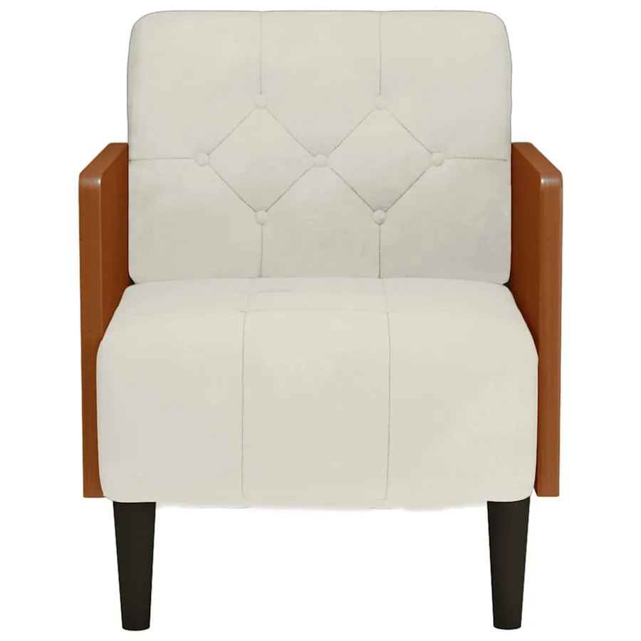Fauteuil canapé avec accoudoirs couleur crème 55 cm velours - 3