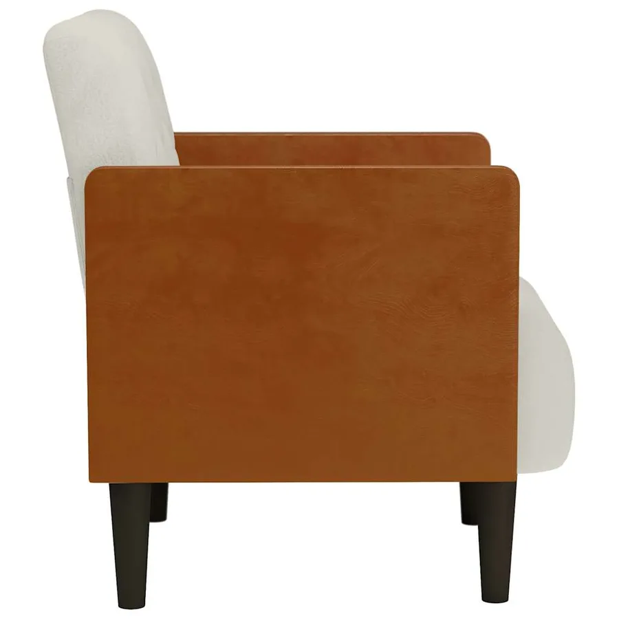 Fauteuil canapé avec accoudoirs couleur crème 55 cm velours - 4