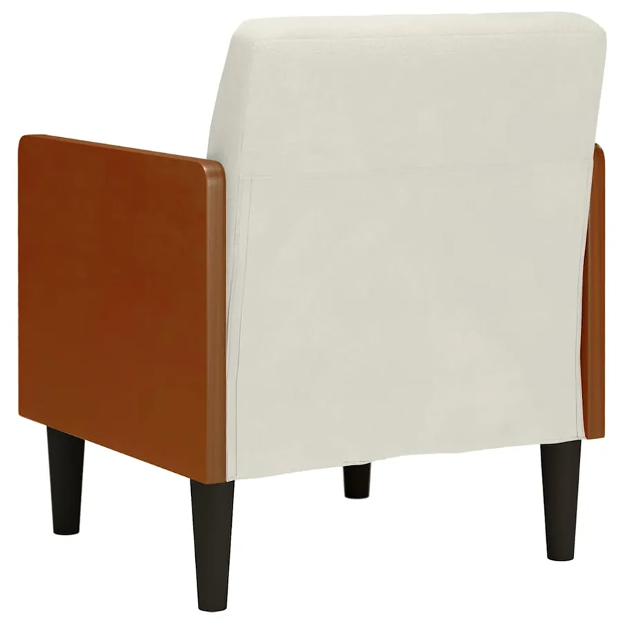 Fauteuil canapé avec accoudoirs couleur crème 55 cm velours - 5