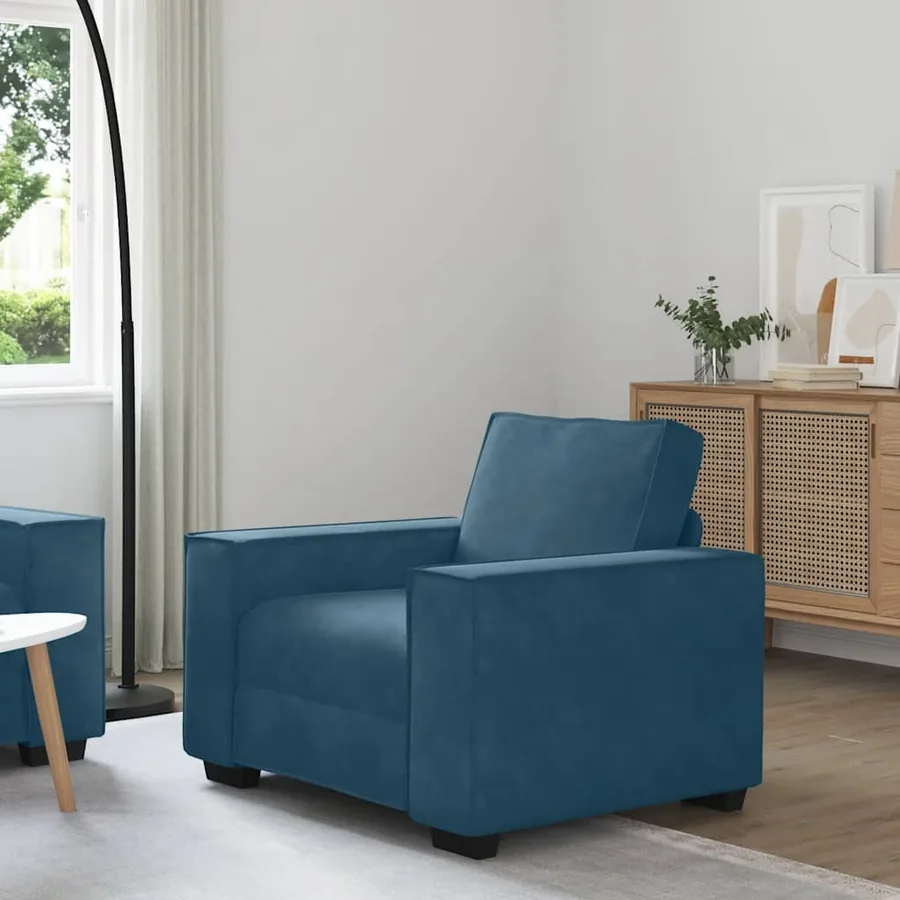 Fauteuil canapé bleu 100x78x84 cm velours