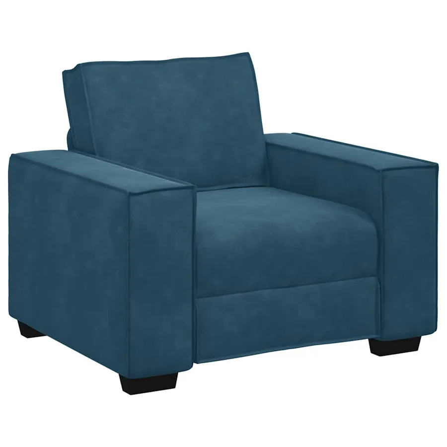 Fauteuil canapé bleu 100x78x84 cm velours - 2