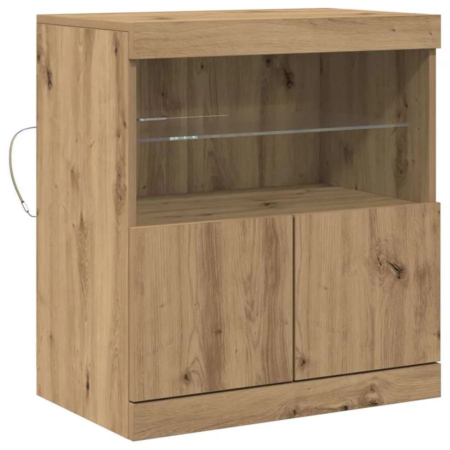 Buffet LED Marron 60,5 x 37 x 67 cm Bois d'ingénierie - 2