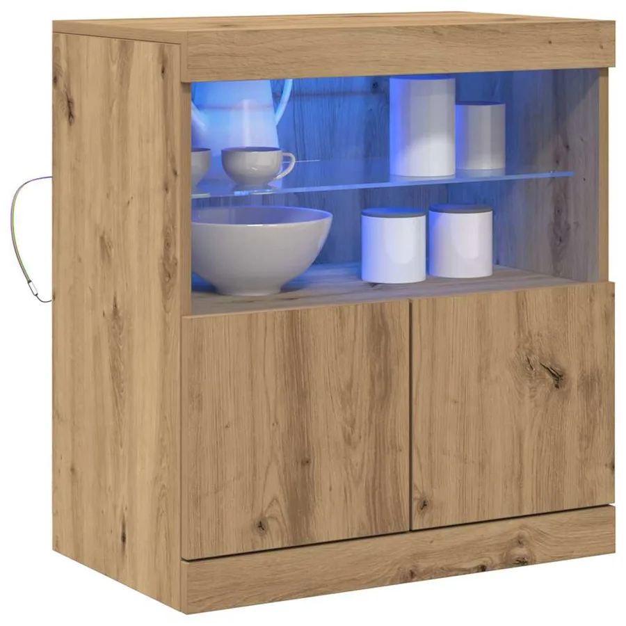 Buffet LED Marron 60,5 x 37 x 67 cm Bois d'ingénierie - 3