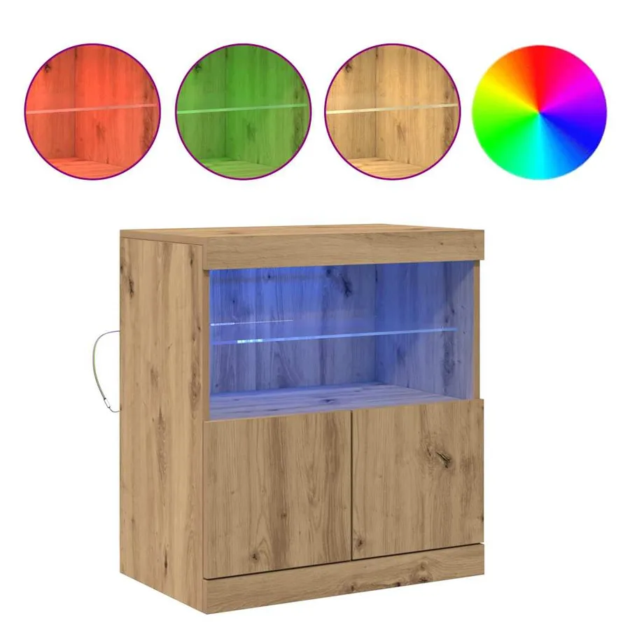 Buffet LED Marron 60,5 x 37 x 67 cm Bois d'ingénierie - 4