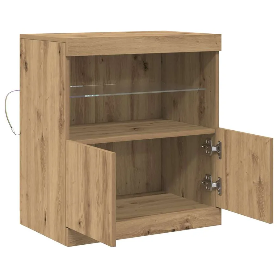 Buffet LED Marron 60,5 x 37 x 67 cm Bois d'ingénierie - 7