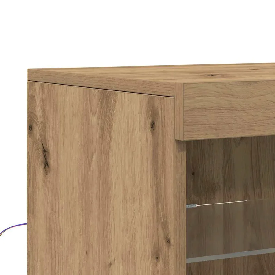 Buffet LED Marron 60,5 x 37 x 67 cm Bois d'ingénierie - 8